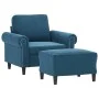 Sillón con taburete terciopelo azul 60 cm de , Sofás - Ref: Foro24-3201214, Precio: 204,82 €, Descuento: %