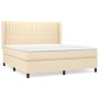 Cama box spring con colchón tela color crema 180x200 cm de , Camas y somieres - Ref: Foro24-3128146, Precio: 664,58 €, Descue...