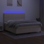 Cama box spring colchón y luces LED tela crema 180x200 cm de , Camas y somieres - Ref: Foro24-3135058, Precio: 661,45 €, Desc...