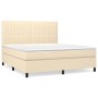 Cama box spring con colchón tela color crema 180x200 cm de , Camas y somieres - Ref: Foro24-3141958, Precio: 651,85 €, Descue...