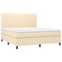 Cama box spring con colchón tela color crema 180x200 cm de , Camas y somieres - Ref: Foro24-3141958, Precio: 651,85 €, Descue...