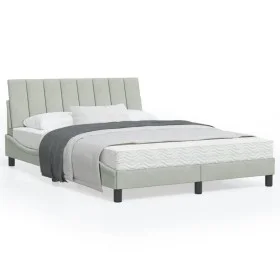 Bettgestell mit Kopfteil aus hellgrauem Samt 140x190cm von , Betten und Lattenroste - Ref: Foro24-3207843, Preis: 195,91 €, R...