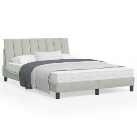 Estructura de cama con cabecero terciopelo gris claro 140x190cm de , Camas y somieres - Ref: Foro24-3207843, Precio: 201,08 €...