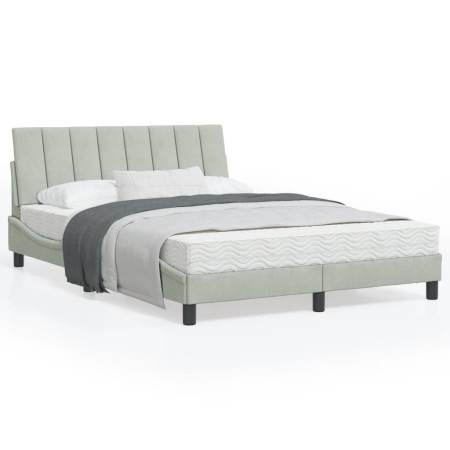 Estructura de cama con cabecero terciopelo gris claro 140x190cm de , Camas y somieres - Ref: Foro24-3207843, Precio: 201,08 €...