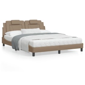 Estructura de cama cabecero cuero sintético capuchino 160x200cm de , Camas y somieres - Ref: Foro24-3208107, Precio: 221,30 €...