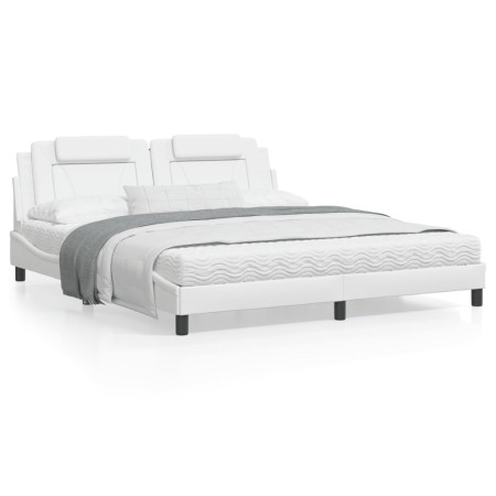 Estructura de cama cabecero cuero sintético blanco 180x200 cm de , Camas y somieres - Ref: Foro24-3208111, Precio: 255,37 €, ...