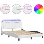 Estructura cama con luces LED cuero sintético blanco 140x190 cm de , Camas y somieres - Ref: Foro24-3214016, Precio: 232,95 €...