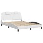 Estructura cama con luces LED cuero sintético blanco 140x190 cm de , Camas y somieres - Ref: Foro24-3214016, Precio: 232,95 €...