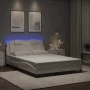 Bed frame with LED lights in white synthetic leather 140x190 cm by , Beds and slatted bases - Ref: Foro24-3214016, Price: 237...
