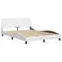 Bed frame with LED lights in white synthetic leather 140x190 cm by , Beds and slatted bases - Ref: Foro24-3214016, Price: 237...