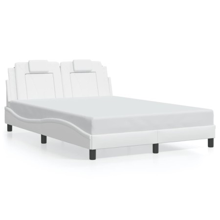 Estructura cama con luces LED cuero sintético blanco 140x200 cm de , Camas y somieres - Ref: Foro24-3214023, Precio: 232,78 €...
