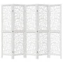 Biombo separador de 5 paneles madera maciza Paulownia blanco de , Divisores de ambientes - Ref: Foro24-358741, Precio: 128,42...