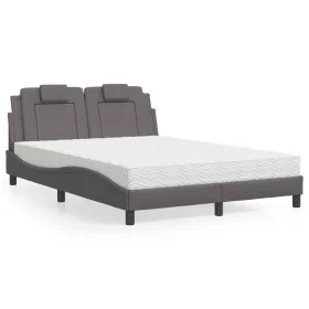 Cama con colchón cuero sintético gris 140x200 cm de , Camas y somieres - Ref: Foro24-3208799, Precio: 380,68 €, Descuento: %
