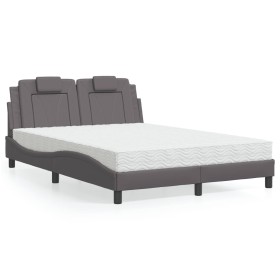 Cama con colchón cuero sintético gris 140x200 cm de , Camas y somieres - Ref: Foro24-3208799, Precio: 386,73 €, Descuento: %