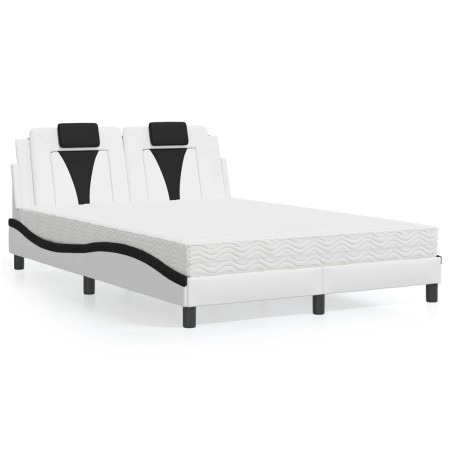 Cama con colchón cuero sintético blanco y negro 140x200 cm de , Camas y somieres - Ref: Foro24-3208802, Precio: 433,87 €, Des...