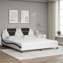 Cama con colchón cuero sintético blanco y negro 180x200 cm de , Camas y somieres - Ref: Foro24-3208816, Precio: 459,59 €, Des...