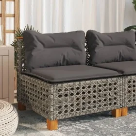 Sofá de jardín sin reposabrazos con cojines ratán PE gris by , Outdoor sofas - Ref: Foro24-365927, Price: 95,34 €, Discount: %