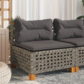 Sofá de jardín sin reposabrazos con cojines ratán PE gris de , Sofás de exterior - Ref: Foro24-365927, Precio: 97,49 €, Descu...