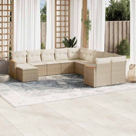 Set de sofás de jardín 11pzas con cojines ratán sintético beige en Conjuntos de jardín | Comprar online en Foru.es