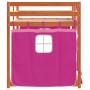 Litera con cortinas madera maciza de pino rosa 90x190 cm de , Camas y somieres - Ref: Foro24-3283951, Precio: 173,14 €, Descu...