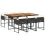 Set de comedor de jardín 7 pzas y cojines ratán sintético negro de , Conjuntos de jardín - Ref: Foro24-3278042, Precio: 408,0...