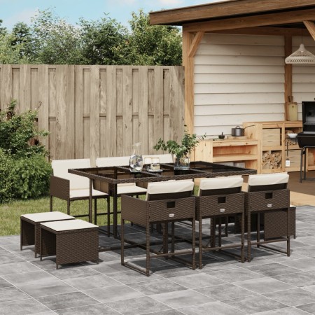 Set comedor de jardín 11 pzas y cojines ratán sintético marrón de , Conjuntos de jardín - Ref: Foro24-3278096, Precio: 486,04...
