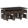 Set comedor de jardín 11 pzas y cojines ratán sintético marrón de , Conjuntos de jardín - Ref: Foro24-3278096, Precio: 486,04...