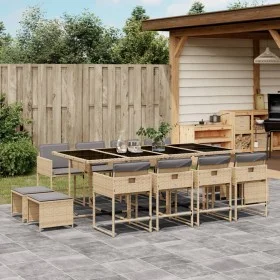 Set comedor de jardín con cojines 13 pzas ratán sintético beige de , Conjuntos de jardín - Ref: Foro24-3278111, Precio: 859,7...