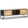 Mueble de TV puerta tallada madera de mango rugosa 130x30x40 cm de vidaXL, Muebles TV - Ref: Foro24-320943, Precio: 143,12 €,...