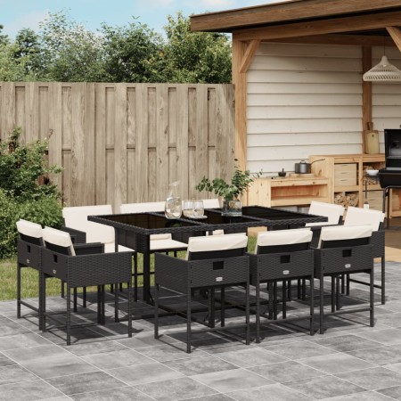 Set de comedor jardín 11 pzas con cojines ratán sintético negro de , Conjuntos de jardín - Ref: Foro24-3278153, Precio: 543,0...