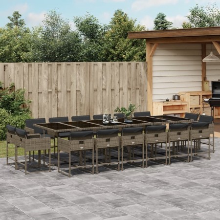 Set comedor de jardín 17 pzas y cojines ratán sintético gris de , Conjuntos de jardín - Ref: Foro24-3278191, Precio: 977,03 €...