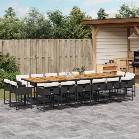 Set de muebles jardín 17 pzas con cojines ratán sintético negro de , Conjuntos de jardín - Ref: Foro24-3278198, Precio: 985,5...