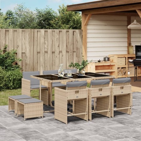 Set comedor de jardín 11 pzas con cojines ratán sintético beige de , Conjuntos de jardín - Ref: Foro24-3277919, Precio: 505,1...