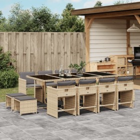Set comedor de jardín con cojines 13 pzas ratán sintético beige de , Conjuntos de jardín - Ref: Foro24-3277931, Precio: 686,2...