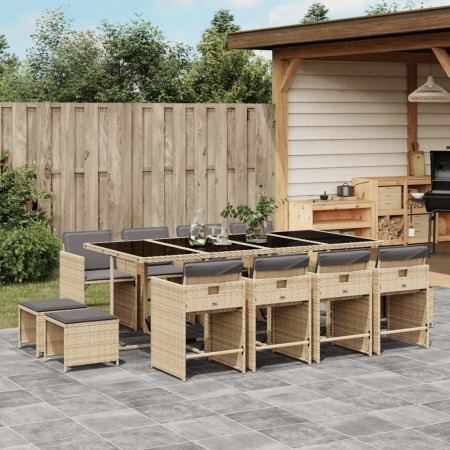 Set comedor de jardín con cojines 13 pzas ratán sintético beige de , Conjuntos de jardín - Ref: Foro24-3277931, Precio: 686,2...