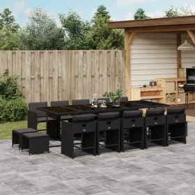 Set comedor de jardín con cojines 15 pzas ratán sintético negro de , Conjuntos de jardín - Ref: Foro24-3277938, Precio: 932,6...