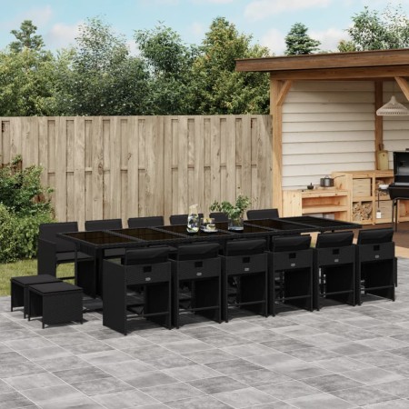 Set de muebles jardín 17 pzas con cojines ratán sintético negro de , Conjuntos de jardín - Ref: Foro24-3277950, Precio: 983,9...
