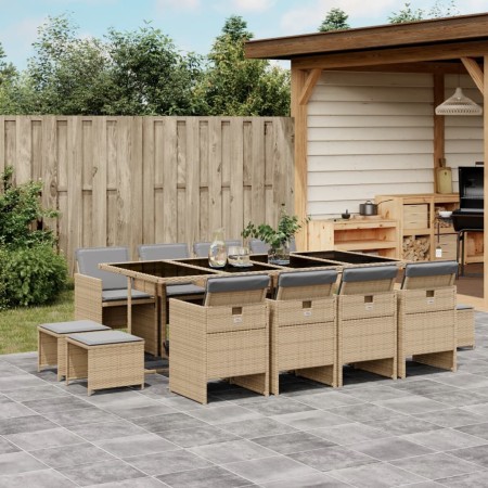 Set comedor de jardín con cojines 13 pzas ratán sintético beige de , Conjuntos de jardín - Ref: Foro24-3277751, Precio: 789,1...