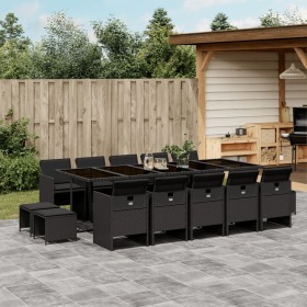 Set comedor de jardín con cojines 15 pzas ratán sintético negro de , Conjuntos de jardín - Ref: Foro24-3277758, Precio: 919,0...