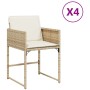 Sillas de jardín con cojines 4 uds ratán sintético beige de , Sillas de jardín - Ref: Foro24-4007479, Precio: 123,90 €, Descu...