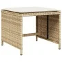 Gartenhocker mit Kissen, 4 Stück, PE-Rattan, beige, 40x40x35 cm. von , Hocker für den Außenbereich - Ref: Foro24-4007487, Pre...