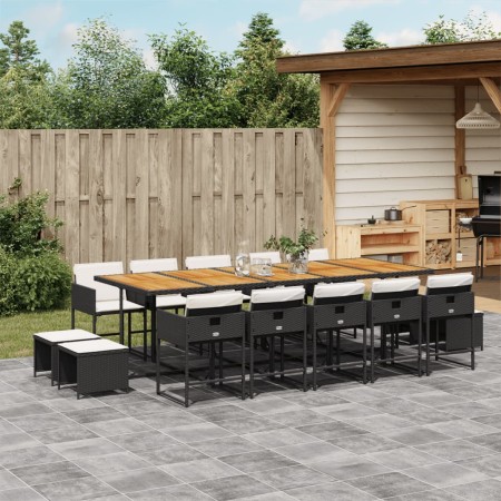 Set comedor de jardín con cojines 15 pzas ratán sintético negro de , Conjuntos de jardín - Ref: Foro24-3278126, Precio: 794,9...