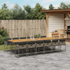Set comedor de jardín con cojines 13 pzas ratán sintético gris de , Conjuntos de jardín - Ref: Foro24-3278077, Precio: 875,06...