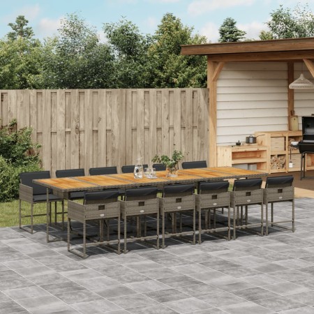 Set comedor de jardín con cojines 13 pzas ratán sintético gris de , Conjuntos de jardín - Ref: Foro24-3278077, Precio: 875,06...