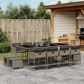 Set comedor de jardín con cojines 13 pzas ratán sintético gris de , Conjuntos de jardín - Ref: Foro24-3278107, Precio: 671,83...