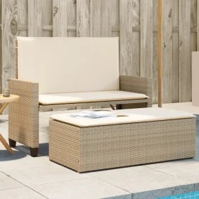 Banco de jardín con cojines y reposapiés ratán sintético beige de , Bancos de jardín - Ref: Foro24-368411, Precio: 258,30 €, ...