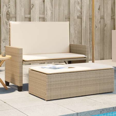Banco de jardín con cojines y reposapiés ratán sintético beige de , Bancos de jardín - Ref: Foro24-368411, Precio: 263,05 €, ...