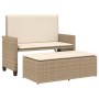 Banco de jardín con cojines y reposapiés ratán sintético beige de , Bancos de jardín - Ref: Foro24-368411, Precio: 263,05 €, ...