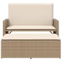 Banco de jardín con cojines y reposapiés ratán sintético beige de , Bancos de jardín - Ref: Foro24-368411, Precio: 263,05 €, ...