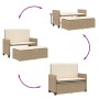 Banco de jardín con cojines y reposapiés ratán sintético beige de , Bancos de jardín - Ref: Foro24-368411, Precio: 263,05 €, ...